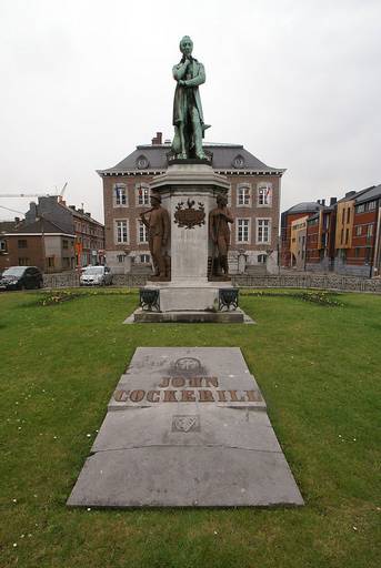Statue and tomb of John Cockerill in front of the City Hall of Seraing (Belgium)