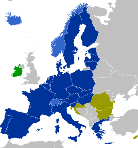 Karte mit Schengen-Raum