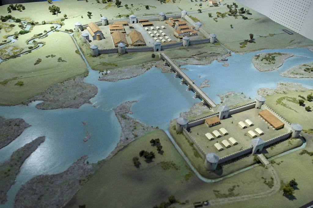 Maastricht, the Netherlands. Scale model of Maastricht in the late-Roman period, after the construction of the castrum (313).